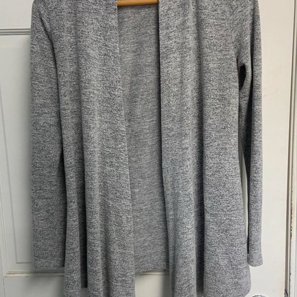 Women's Grey Open-Front Cardigan Sweater